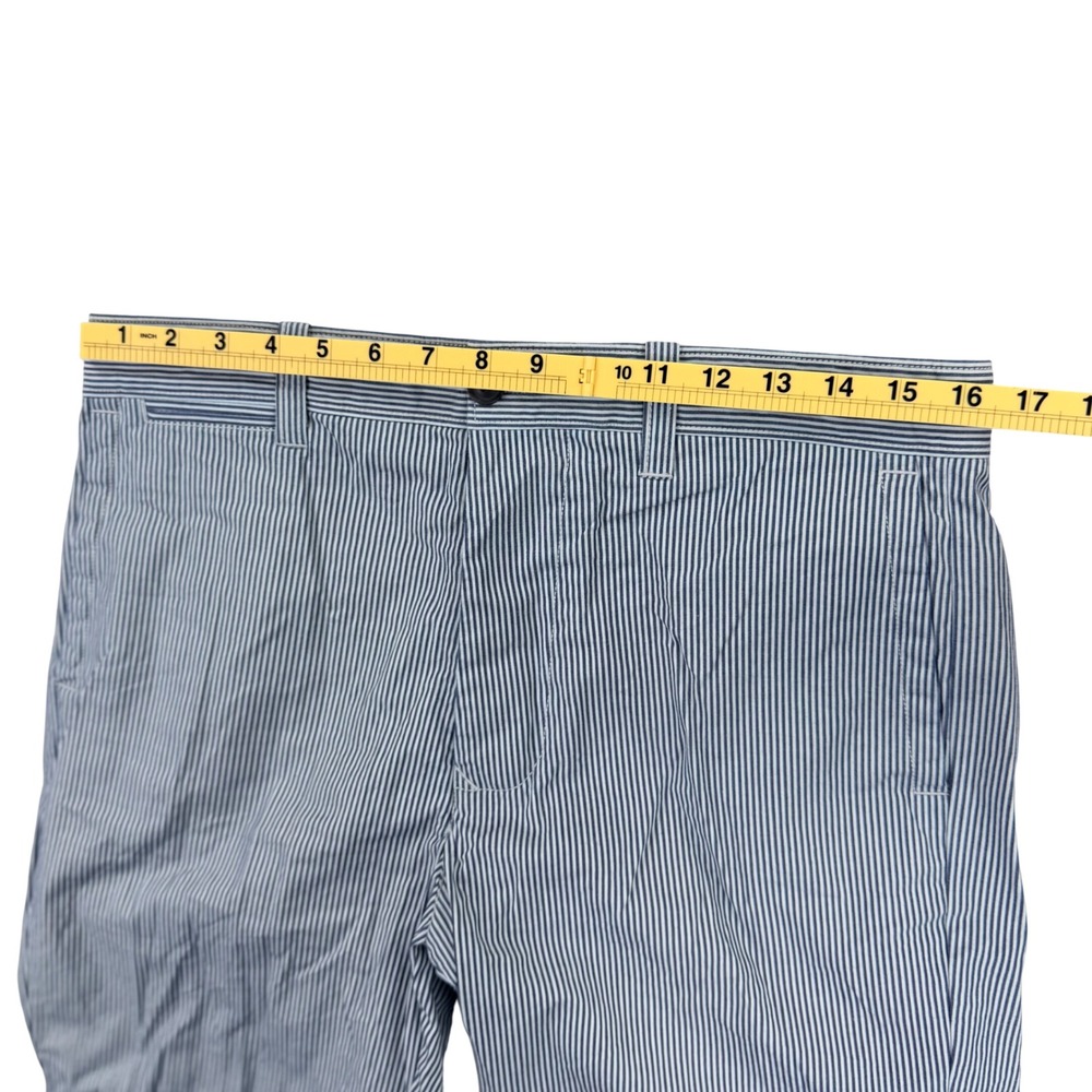 Jack Wills Chino Shorts Men Medium Blue White Cotton Hickory Striped Button Fly - Picture 8 of 11